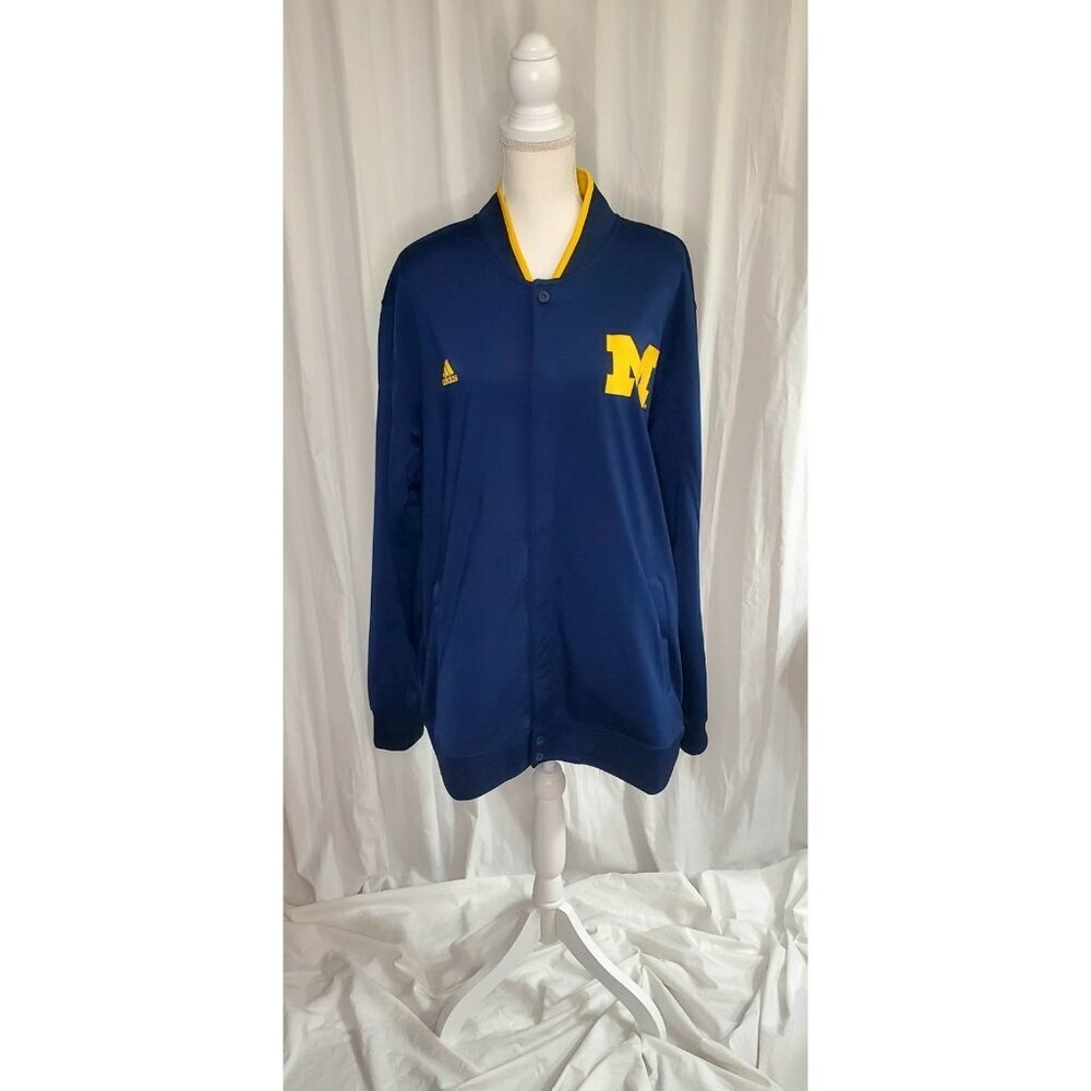 Michigan Adidas Player Issued Warm Up 2015 Jacket Snap Closure w/Pockets Sz 2XL